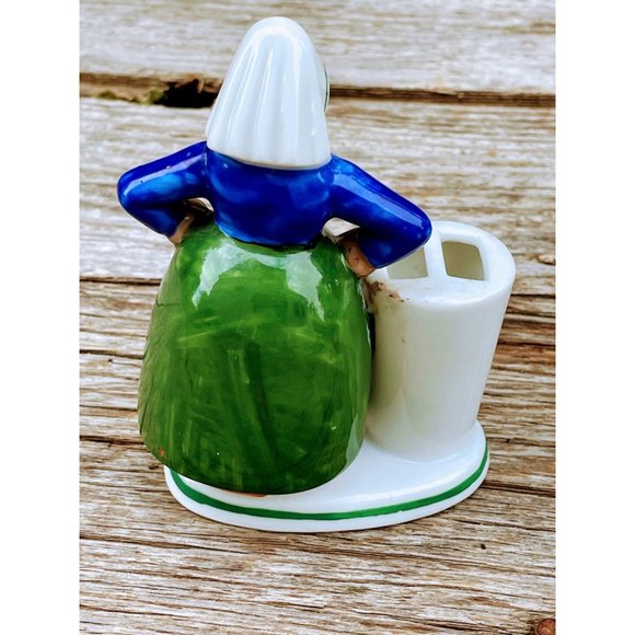 Antique Germany Porcelain Toothbrush Holder Peasant Lady - Picture 7 of 10